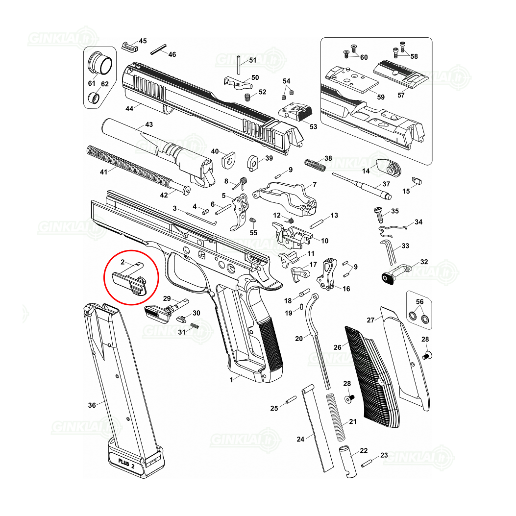 Svirtis Slide Stop CZ Shadow 2 / 75 D Compact 1