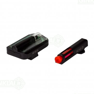 Taikikliai greito nusitaikymo HIVIZ FastDot H3 Tritium and Fiber-Optic Sight Set for Glock