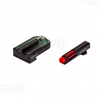 Taikikliai greito nusitaikymo HIVIZ FastDot H3 Tritium and Fiber-Optic Sight Set for Glock MOS