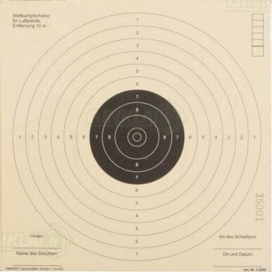 Taikiniai pneumatiniam pistoletui ISSF 17x17 cm, 100 vnt. Taikiniai pneumatiniam pistoletui ISSF 17x17 cm, 100 vnt.