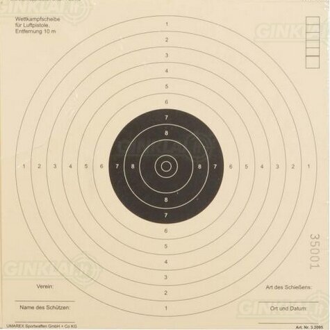 Taikiniai pneumatiniam pistoletui ISSF 17x17 cm, 100 vnt. Taikiniai pneumatiniam pistoletui ISSF 17x17 cm, 100 vnt.