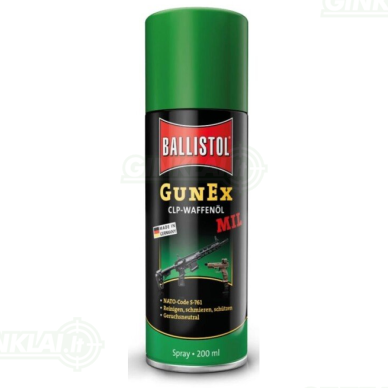Tepalas Ballistol Gunex MIL CLP 200 ml purškiamas Tepalas Ballistol Gunex MIL CLP 200 ml purškiamas
