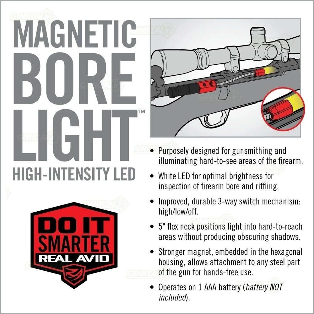 Žibintuvėlis ginklo valymui Real Avid Bore Light Magnetic Barrel Cleaning Light Black/Red AVBR101-B 2